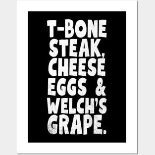 T-Bone-Steak-Cheese-Eggs-Welchs-Grape Posters and Art